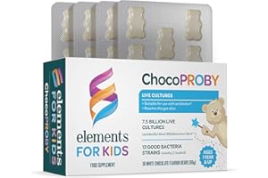 Elements ChocoPROBY - Probiotic Kids Supplement with 13 Bacteria strains, Lactobacillus Blend, Bifodobacterium Blend, S. boulradii; 30 White Chocolate Flavoured Bears