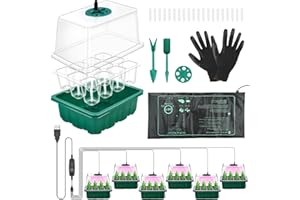 Towwoo Vassoio Per Vivaio, 6 Vassoi Per Colture Vegetali 120 Pozzetti Con Luci Di Crescita Regolabili, Piastre Riscaldanti E Guanti, Mini Vassoio Per Serra Con Cupola Di Umidità Regolabile