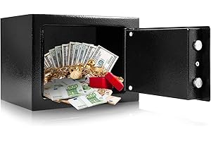 Tresor für Zuhause, Safe Möbeltresor Schranktresor Feuerfest Wasserdicht mit 2 Schlüssel für die Aufbewahrung zu Hause Büro Hotel Schwarz 23 x 17 x 17,3 cm