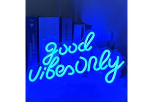 UExnkj-Y Good Vibes Only Neon Signs Bleu Neon Signes LED Neon Light Signs Néon LED Déco pour Noël, Anniversaire, Mariage Fête, Graduation Fête, Chambre, Bar Décor Cadeau