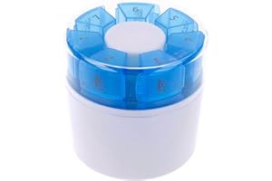 First Aid Only pastillero 7 días | Pastillero con 4 compartimentos cada uno para mañana, mediodía, tarde y noche | Pastillero compacto para viajar con separador de pastillas y mortero | P-10000