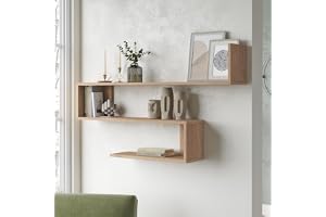 [en.casa] Vägghylla med 3 hyllor svävande hylla 120 x 14,5 x 71,5 cm bokhylla vardagsrumshylla hängande ek