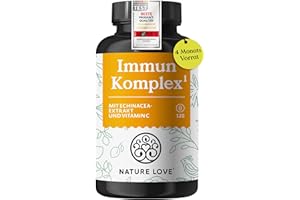 ‎NATURE LOVE NATURE LOVE® Immun Komplex - 120 Kapseln - 4 Monate Reichweite - mit Echinacea-Extrakt, Vitamin C & D, Zink, Selen und Histidin - Immunsystem unterstützen* - hochdosiert, laborgeprüft aus Deutschland