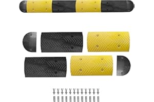 EBER SIGN Pack Completo – Reductor de Velocidad Vial 35mm de Alto con Tornillos – Badenes de Goma para Rampa Garaje, Suelo, Carretera, Aparcamiento o Parking– Badenes para Garaje Resistentes - Alta Visibilidad