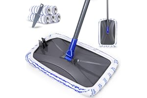 Masthome Microfibre Mop, Extra Wide Flat Mops for Cleaning Floors, Wet Dry Floor Mop with 5 Washable & Reusable Pads, Dust Mops for Laminate Tile Hardwood Floors Bathroom Kitchen Walls