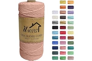 Uiopa Macrame Corda 2mm x 200m, Filo di Cotone Macramè 3 Strand Twisted, Filo Macrame Spago Colorato per Artigianato Fai da Te Piante da Appendere Acchiappasogni
