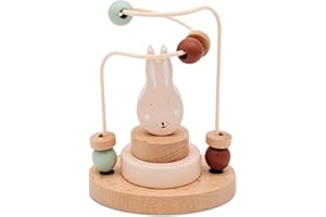 wunderwunsch Trixie Motorikschleife als Baby Geschenk, Geschenke zur Geburt, Babyspielzeug, Personalisierte Geburtstagsgeschenke, Montessori Spielzeug mit Personalierung (Hase, ohne Name)