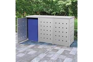 Cozynest Mülltonnenbox für 3 Tonnen Müllbox Mülltonnenverkleidung Mülltonne Mülltonnenbox Müllcontainer Gerätebox 240L Edelstahl Silbern