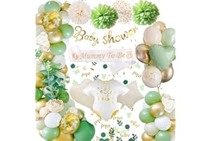 WEEYIN Baby Shower Decorations Neutral, Sage Green Baby Shower Balloons Set, Baby Shower Decorations Girl Boy, Baby Shower Banner, Mummy to be Sash for Gender Reveal Party Decorations