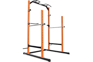 + SPORTPLUS SportPlus Power Rack con estación de dominadas, estación de inmersión, soporte para pesas, estructura estable y sólida de tubos de acero, jaula de potencia