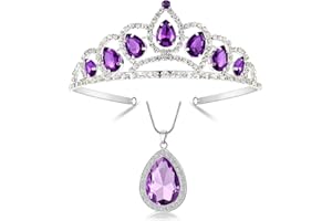 hengkaixuan Juego de joyería de disfraz de princesa Sofía con tiara morada y amuleto para disfraz de Sofía, Metal, Diamantes de imitación