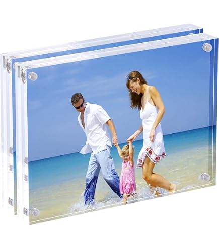 GENGENZER 5x7 Acrylic Picture Frame, Clear Freestanding Double