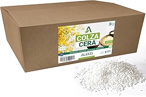 ALECO Cera Colza 3 kg in perle premium, a basso punto di fusione 48-52 °C per bicchiere, contenitori, ideale per microonde, 100% vegetale, per produrre candele cosmetiche deodoranti, alto indice di