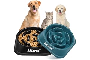 KHLEROX Slow Feeder Hundenäpfe, 2er-Pack, rutschfeste Futternäpfe, Anti-Erstickungs- und interaktiver Blähungsstopp-Hundenäpfe für kleine und mittelgroße Hunde und Katzen (Schwarz und Marineblau)