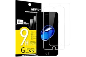 NEW'C Lot de 2, Verre Trempé pour iPhone 7 Plus et iPhone 8 Plus, Film Protection écran sans Bulles d'air Ultra Résistant (0,33mm HD Ultra Transparent) Dureté 9H Glass