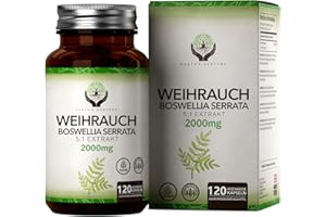 ‎EARTH'S NURTURE EN Weihrauchkapseln | Weihrauchkapseln Hochdosiert 120 Kapseln - Weihrauch 2000mg pro Kapsel | Boswellia Serrata | Milch-, Allergen- und Glutenfrei | Hergestellt in ISO Zertifizierten Betrieben