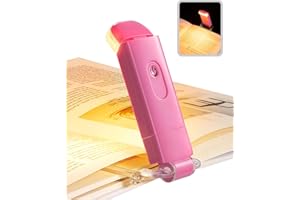 DEWENWILS Luce per Lettura Libri a Letto, Luce da Lettura a LED portatile con clip, 3 Luminosità regolabili, 2 Colori Ambra, Lampada Lettura ricaricabile USB, perfetta per Amanti dei Libri