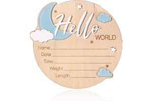 Babymeddelandeskylt, 15cm Trä Hello World Nyfödd Välkomstskylt Födelsebarn Namnskyltar för Sjukhusbarnrum och Barnrum