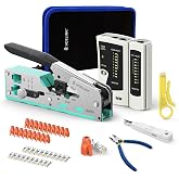 VCELINK Professional RJ45 Crimper Kit Compatible with CAT7/CAT6A/CAT6 | Includes RJ45 Tester, Wire Stripper, 20 x RJ45 CAT7/C