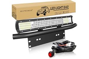 SKYWORLD LED Light Bar, 20 inch 510W Work Driving Lamp with License Plate Mounting Bracket 12V Wiring Harness Kit On Off Switch Power Relay Blade Fuse for Truck Offroad Car ATV SUV 4X4 Boat
