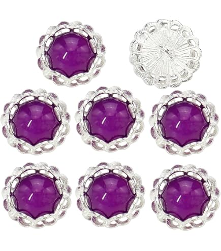 Lot De 10 Boutons Ronds En Acrylique Strass Violet - Diamètre 10 Mm - 2 Trous - Pour Création Couture Et Customisation