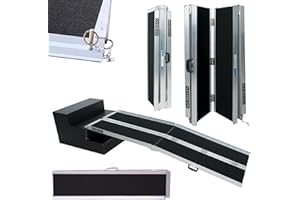 WORHAN Rampe de 2.15m Alu Pliable Valise Aluminium pour Fauteuil Roulant Chargement Scooter Plate-Forme Fonction Antidérapante Elevée NEUF R7J