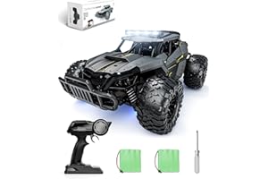 Tecnock Voiture Télécommandée 2,4GHz 1/16 RC Tout-Terrain - Jouet électrique avec 2 Piles, 60 Min de Lecture et Phare LED - Cadeau pour Enfants et Adultes