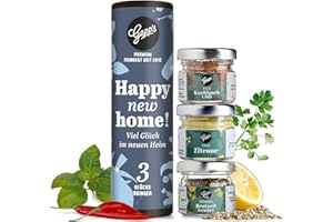 Gepp's Feinkost Gewürz Geschenk zum Einzug I 3 kleine Einzugsgeschenke für Haus & Wohnung I Probierset mit Zitronensalz, Knoblauch Chili Salz & Brotzeit Gewürz I Einweihungsgeschenk, Richtfest