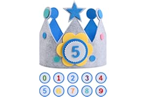 Nivofu Birthday Crown, Birthday Crown for Girls Boys, Happy Birthday Hat, Reusable Fabric Crown, Felt Birthday Crown, Birthday Party Crown, Party Hats, Children's Party Hats