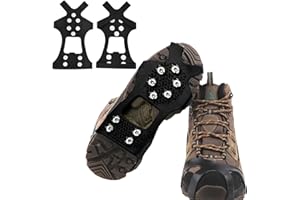 YQBFTC Crampons Antidérapants,10 Dents Crampons de Glace Universelles Traction Crampon,35-47 Crampons pour Chaussures de Randonnée Glace Traction pour la Marche Randonnée Alpinisme la Chasse M/L/XL