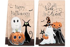 Beinup Paños de cocina Halloween, Halloween, paños de cocina, gatos, Halloween, paños de cocina, juego de 2 paños de cocina en paquete de regalo, 45 x 70 cm, toallas de poliéster