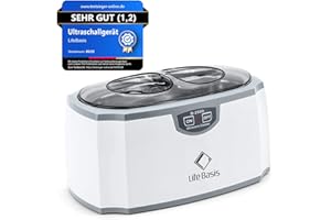 ‎LIFEBASIS LifeBasis Ultraschallreinigungsgerät 420ml- TESTSIEGER 2025 Brillenreinigungsgerät Ultraschallreiniger Ultraschallbad für Zahnersatz Brillen Schmuck Uhren Pinsel Münze Rasierkopf Messer 45000Hz 30W