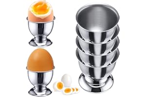 aghoer Huevera de Acero Inoxidable, 6 Piezas Bandeja de Desayuno, Soporte para Huevos, Juego de Soporte para Huevos, Forma de Copa de Vino Pequeña