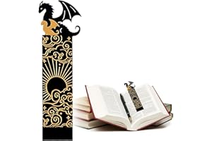 Ellxen Black Gold Cool Dragon Bookmark,Drago Segnalibro con sole e nuvole,Segnalibro 3D animale,Marcatori per libri decorazione, regalo per studenti