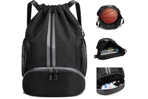 Feelhap Bolsa de deporte con cordón, bolsa de deporte con cordón, compartimento para zapatos, gran capacidad, resistente al agua, deporte, gimnasio, moda, deporte, mochilas, bolsa de fútbol para