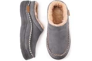 Zigzagger Men's Moccasin Slippers Indoor/Outdoor Fluffy House Shoes Memory Foam Slip On for Men