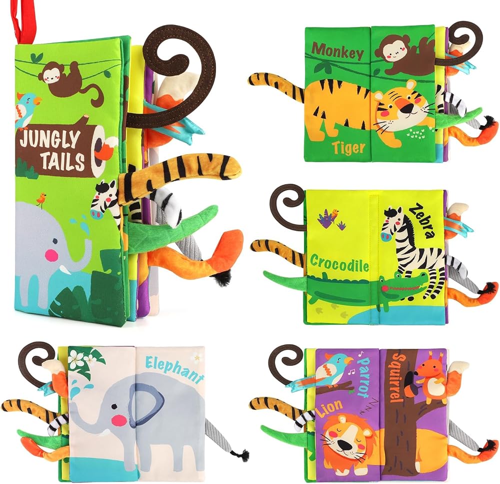 Beiens kumaş kitap bebekler için, bebek kitabı dokunmatik kitap çatırtı kitabı 0 aydan itibaren bebek, interaktif resimli kitap bebek oyuncak peluş oyuncak bebek kitapları kumaş kitaplar bebek arabası oyuncak erkek kız hediye