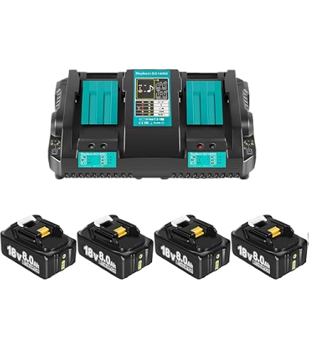 Ersatzakku Für Makita 18V – 8000mAh/8,0Ah Li-Ion, 4er Pack, Mit LED-Anzeige, Für BL1860, BL1840 Uvm.