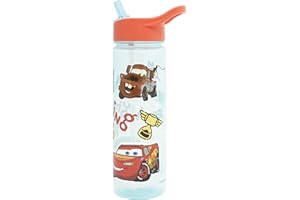 Disney Cars 600ml Kids Water Bottles with Straw by Polar Gear - Back to School Supplies for Boys - Lightning Mcqueen Gifts - Official Pixar Cars Merchandise