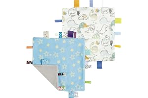 CREVENT Etiketter - Babysäkerhetsfiltar, mjuk liten sensorisk filt och mysig, fantastiska presenter till födelsedag och baby shower - 24 x 24 cm