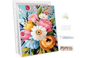 MEIYUDA Pintar por Numeros Adultos con Marco Flores en un jarrón, DIY Pintura por Numeros Kit Manualidades, Cuadros por Numeros Pigmento Acrílico, Decoración para el Hogar Regalo de pared 30x40cm