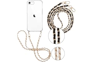 Pnakqil 2 Stück Handykette für iPhone 8/7 / SE 2020 / SE 2022 4,7" Hülle mit Band, Handyhülle Necklace Handy Kette Kordel zum Umhängen Schutzhülle, Trasparente TPU Bumper Stoßfest Case, Lanyard 4
