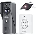 Ecoey Video Doorbell Camera, Smart Wi-Fi Doorbell Camera with Two-way Audio, Video Doorbell with 1080P HD, PIR Motion Detection, Removable TF Card, Wireless Doorbell with Solar Energy, GW1002, 1PACK