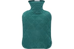 Samply Hot Water Bottle with cover, 2L Hot Water Bag for Hot and Cold Compress, Hand Feet Warmer, Ideal for Menstrual Cramps, Neck and Shoulder Pain Relief,Dark Green