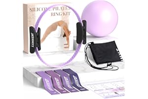 JKSHMYT Pilates Ring -14.5" Home Pilates Essential Kit with Padded Handles, Mini Ball, Resistance Bands, Guide & Bag, Better Me Pilates Circle Set for Women