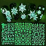 9 Blatt Nagelsticker Weihnachten Nagelaufkleber Selbstklebend Schneeflocken Reindeer Muster Leuchtend Nail Art Sticker Dekora