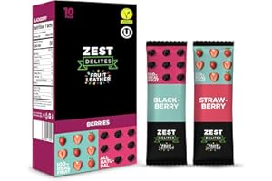 ‎ZEST DELITES Zest Delites Fruit Leather Snacks, Gluten Free Vegan Healthy Snacks for Adults and Kids, Variety Snack Pack, 0.88 oz (Pack of 10) Berries Mix; Strawberry and Blackberry Fruit Bars
