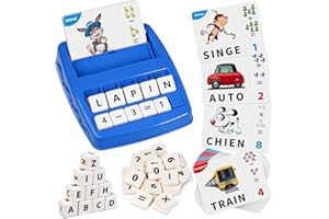 Joozmui Jeux Educatif 3 4 5 6 7 8 Ans, Jouet Fille 3-8 Ans Cadeau Enfant 3-6 Ans Garçon Apprendre a Lire Jeux de Societe Française Lettre Scrabble
