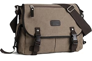 HPLQQ Messenger Bag for Men Waterproof Shoulder Bag Women Canvas Crossbody bag Vintage Satchel Bag 14 Inch Laptop bag for School Working Daily Use