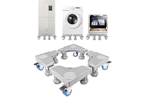 Fousenuk Base Lavatrice, Base per Lavatrice Larghezza Regolabile 41 a 64 cm, Carrello Lavatrice Con Ruote 8 Piedi e 4 Ruote, Capacità Peso 300 kg, per Frigorifero Asciugatrice e Congelatore